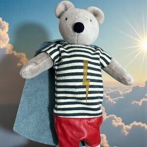Moulin Roty Plush Mouse in Retired Maileg Red/Blue Superhero Outfit READ DESCRIP